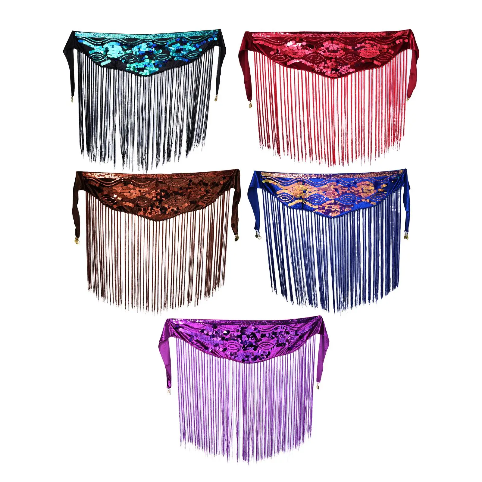 Lenço de quadril para dança do ventre com borlas para shows de palco e cosplay