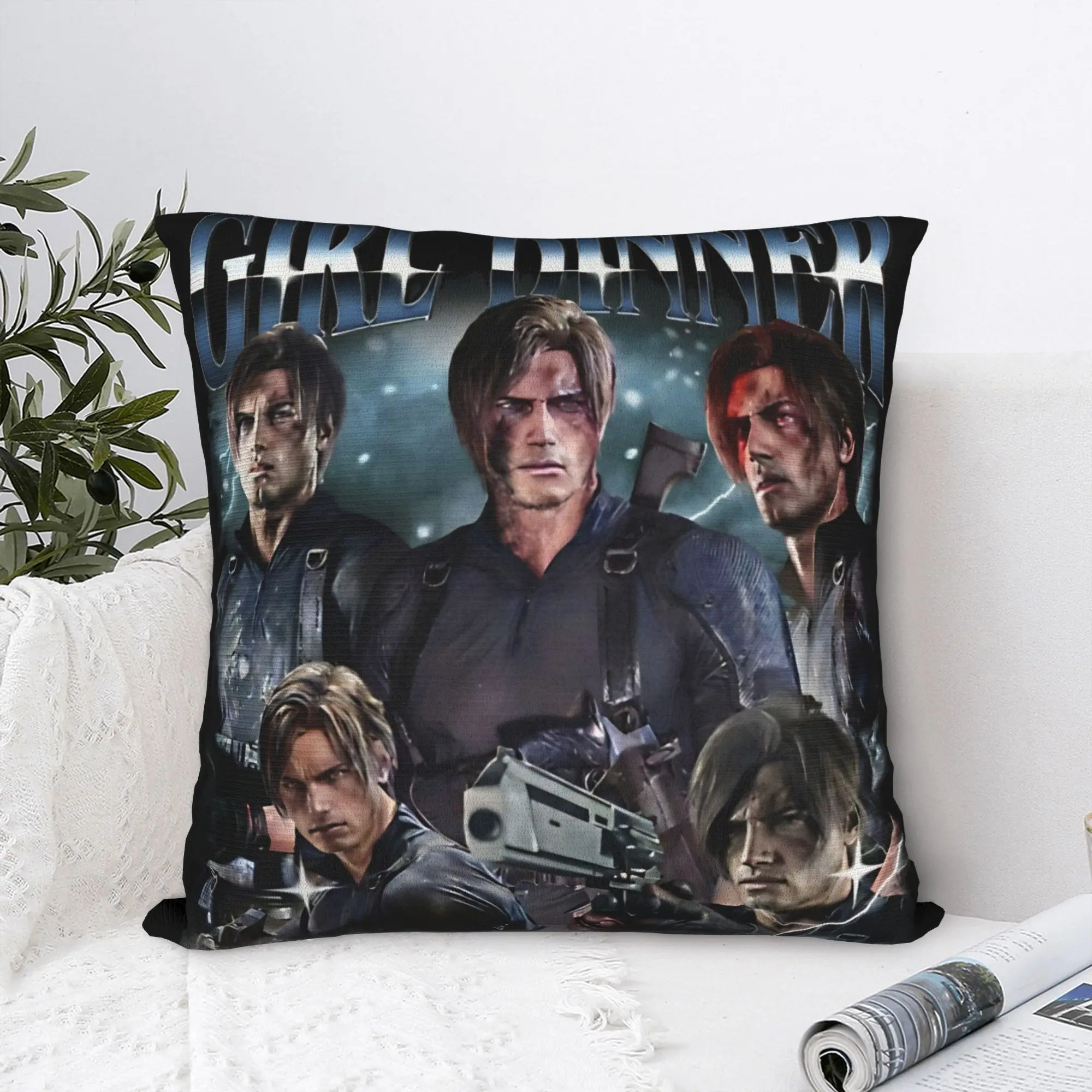 Leon Kennedy Girl Dinner Resident Evil Pillow Cover  Morden Pillow Case For Sofa Bedroom Home Decor Soft Pillowcases Gift Idea