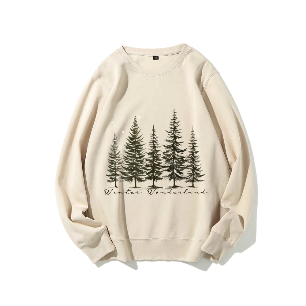Bluza graficzna Y2k Winter Wonderland Trees Print Clothes Przytulna sezonowa odzież codzienna Modny miękki design Bluza z chłodną atmosferą