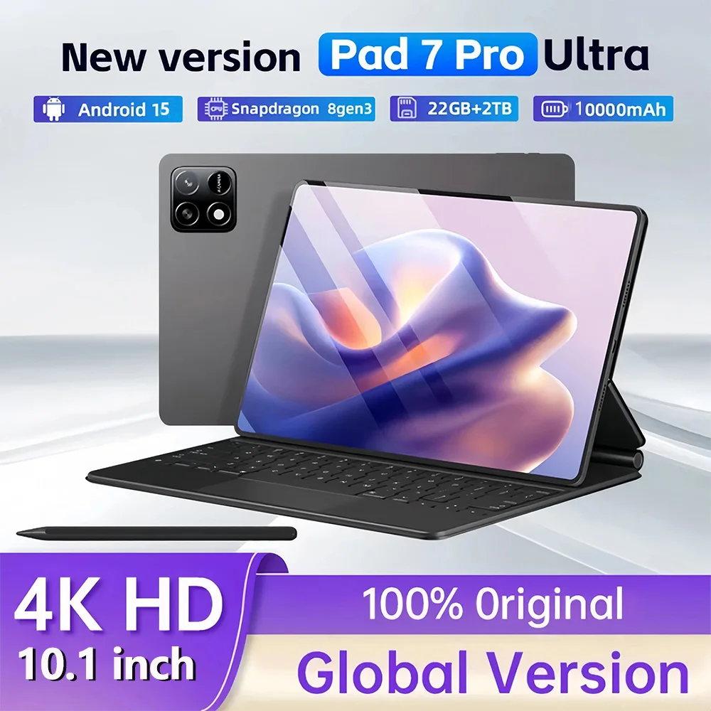 2026 Original Global Version New Hot Pad 7 Pro Ultra 10.1 inch Tablet HD 4K Android 15 16GB+1T 10000mAh 5G Dual SIM WiFi GPS Tab