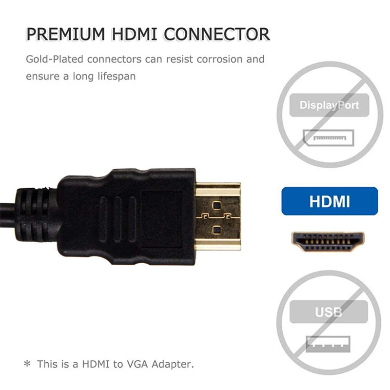 NNBILI HD 1080P HDMI do VGA konwerter kabel HDMI z zaopatrzeniem w moc dźwięku HDMI męski do VGA Adapter żeński dla PS4 xbox TV Laptop