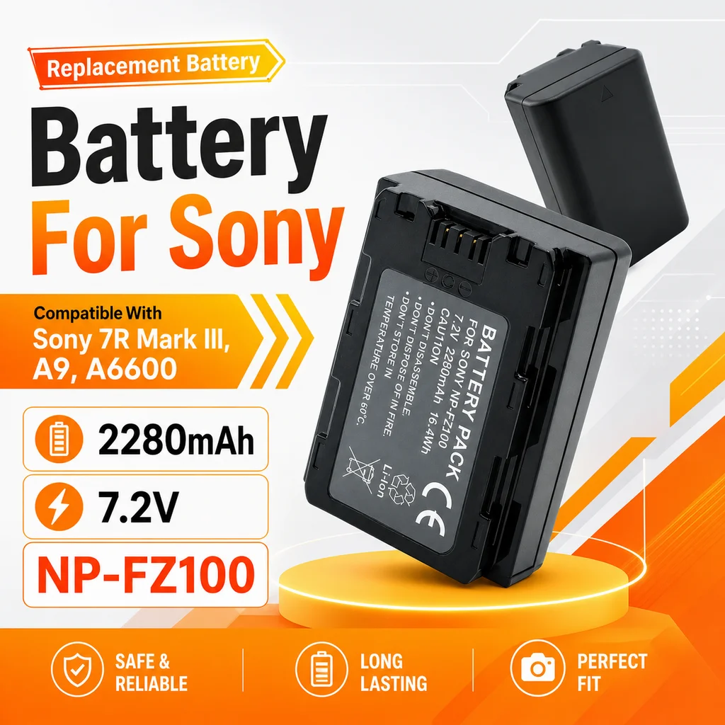 Sony Camera A7 Iv - Premium Replacement Camera Battery NP-FZ100 2280mAh