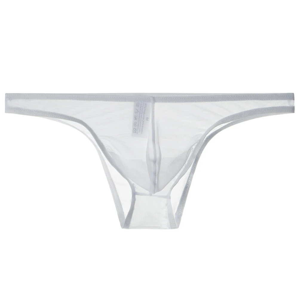 1pc Men See Through Mesh Thongs Ultra Thin Breathable U Shape Pouch Brief Sexy Sheer Underwear Breathable Underpants