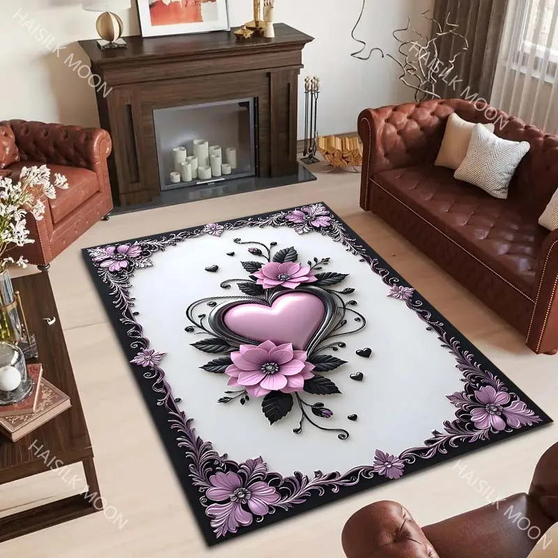 6 Styles Gothic Romantic Style Heart Art Printed Carpet for LivingRoom Bedroom Sofa Home Decor Non-slip Floor Mat Wonderful Gift