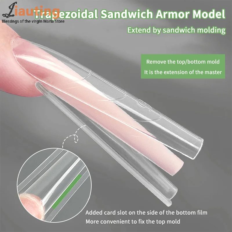 320 szt. Formy do paznokci typu sandwich, dwustronne - Formy dwustronne do paznokci typu coffin, forma górna, forma dolna, przedłużanie paznokci, narzędzia do manicure.