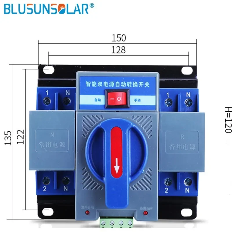 

BLUSUNSOLAR Auto Micro 230V Circuit Breaker Dual Power Automatic Transfer Switch 2P 10A//32A /50A/63A 230V Auto Transfer Switch