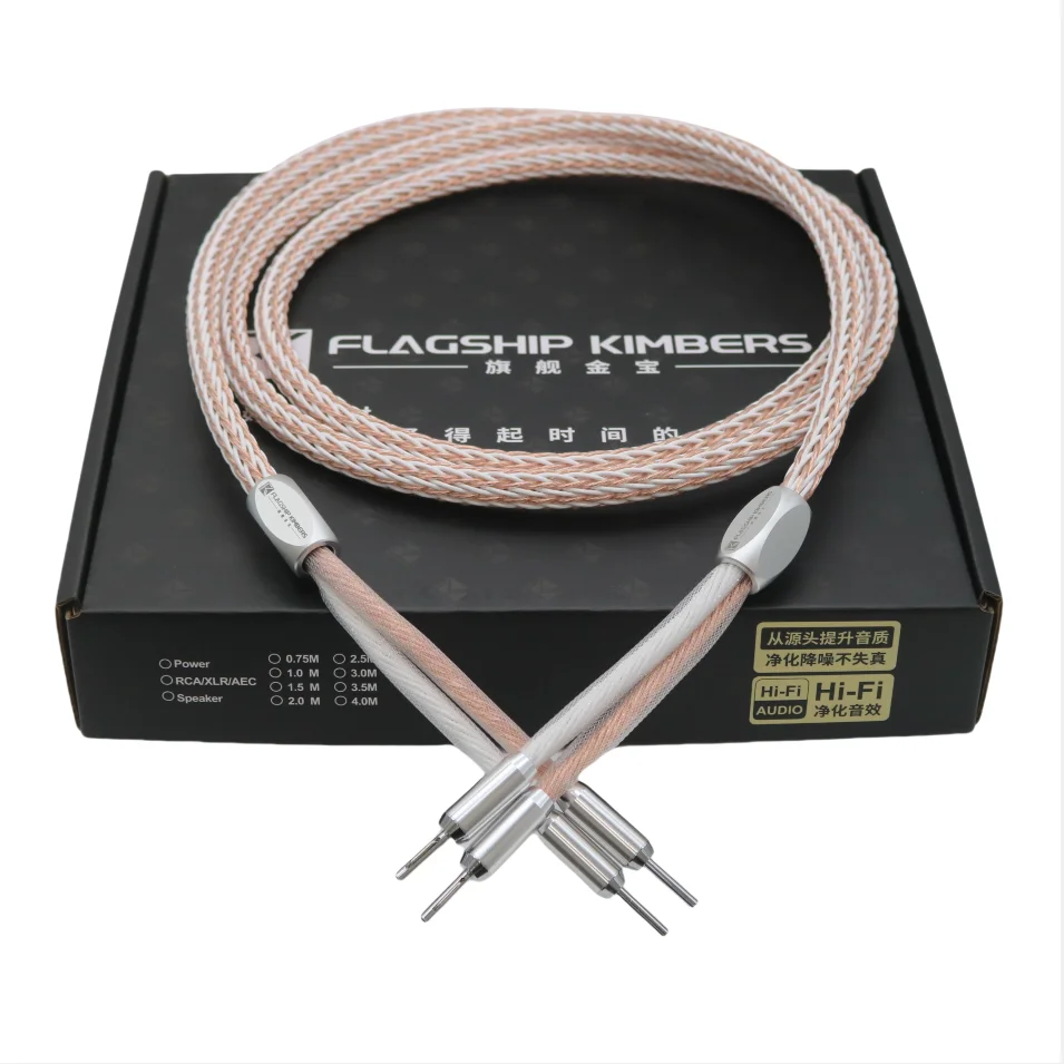 Pair Speaker Cable DIY HIFI Rhodium Plated Y Spade Banana Plug 12TC 24 Core 4N OFC  Copper Silver Speaker Wire no box