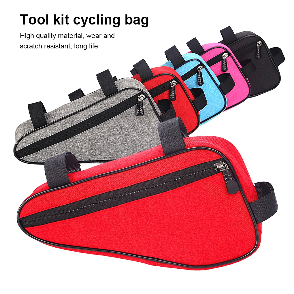 Bolsa triangular para bicicleta, bolsa de almacenamiento para sillín con marco de tubo frontal, bolsa impermeable, bolsa versátil para bicicleta, soporte para marco, paquete para sillín