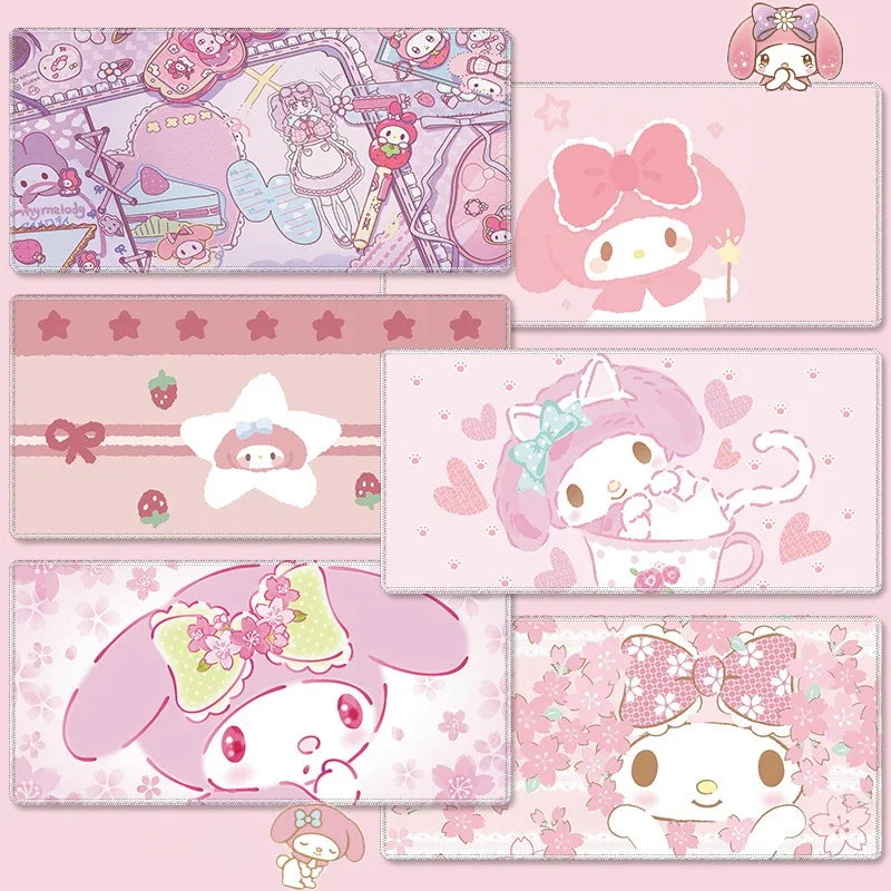 900-400mm Sanrios Mymelody kawaii Cartoon Large Size Mouse Pad Anime Mouse Mat Rubber Keyboards Table Mat Gaming Accessories