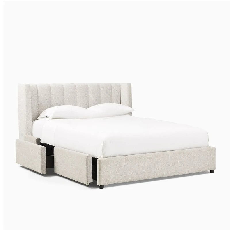 Light luxury fabric drawer storage bed Italian minimalist ins wind size apartment bedroom storage bed