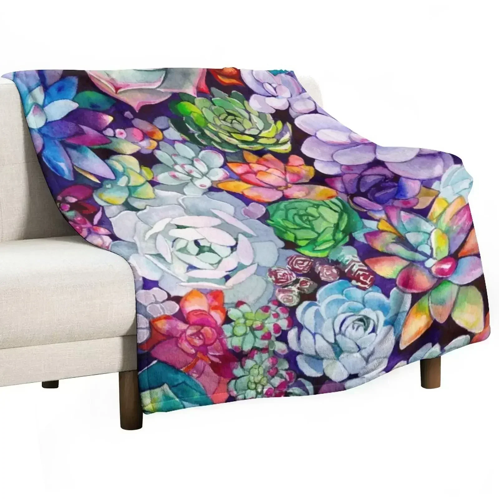 

Succulent Garden Throw Blanket Decoratives Flannels Blankets