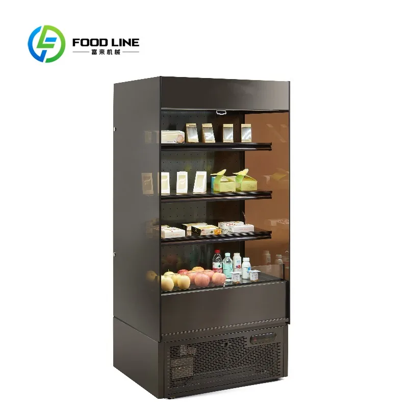 Customized size Vertical display refrigerator digital display food refrigeration air cooler glass cabinet
