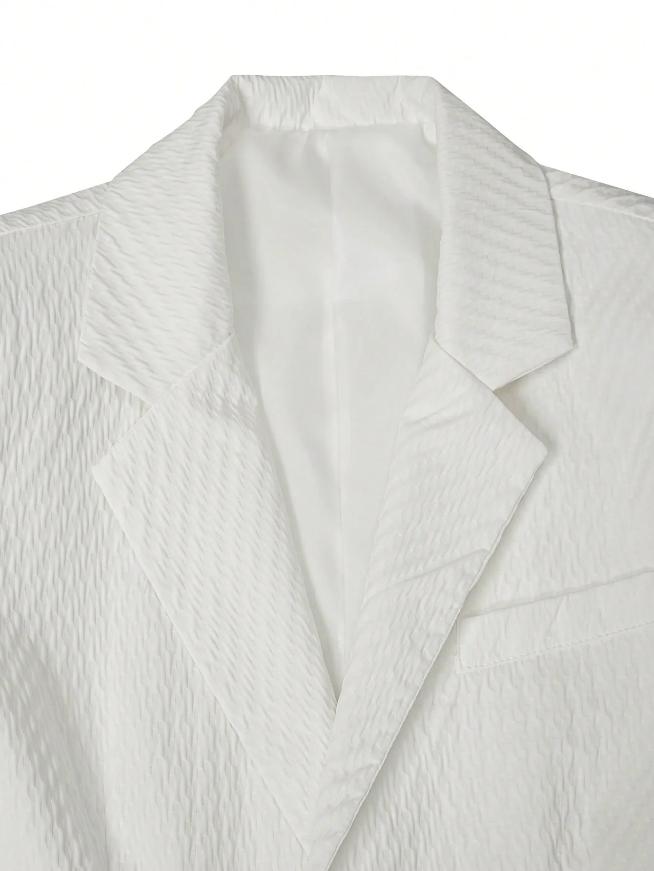 Herren Leichter Strukturierter Zweiteiler mit Reverskragen, Kurzarm-Einreiher-Blazer und Passenden Shorts für Sommerlichen Smart-Casual-Look – Detail 19