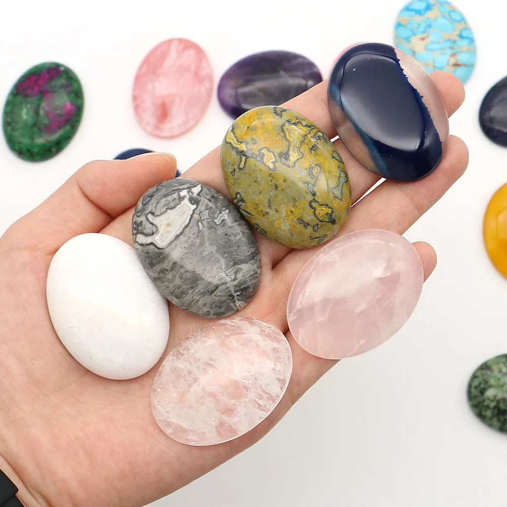 

1pc Oval Cabochon Natural Stone Bead 30x40mm Sandstone Rose Quartz Amazonite Handcrafted Ring Surface Decoration Accessory