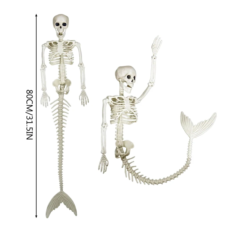 Skelet Zeemeermin Skelet Draagbare Plastic Decoratie Vis Skelet Standbeeld 80Cm Flexibel Halloween Vis Skelet Spookhuis