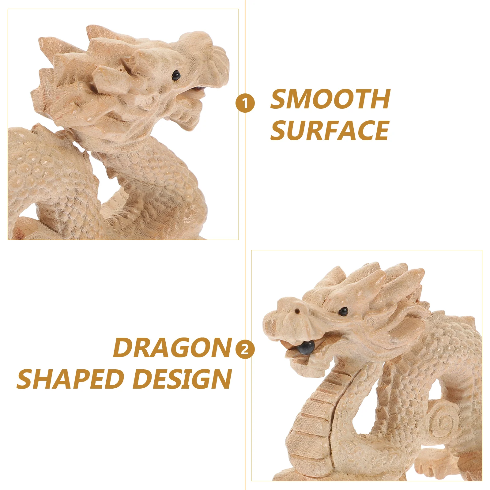 Dragon Ornament Wood Craft Decorative Figurine Decorate Desktop Statue Wooden Sculpture