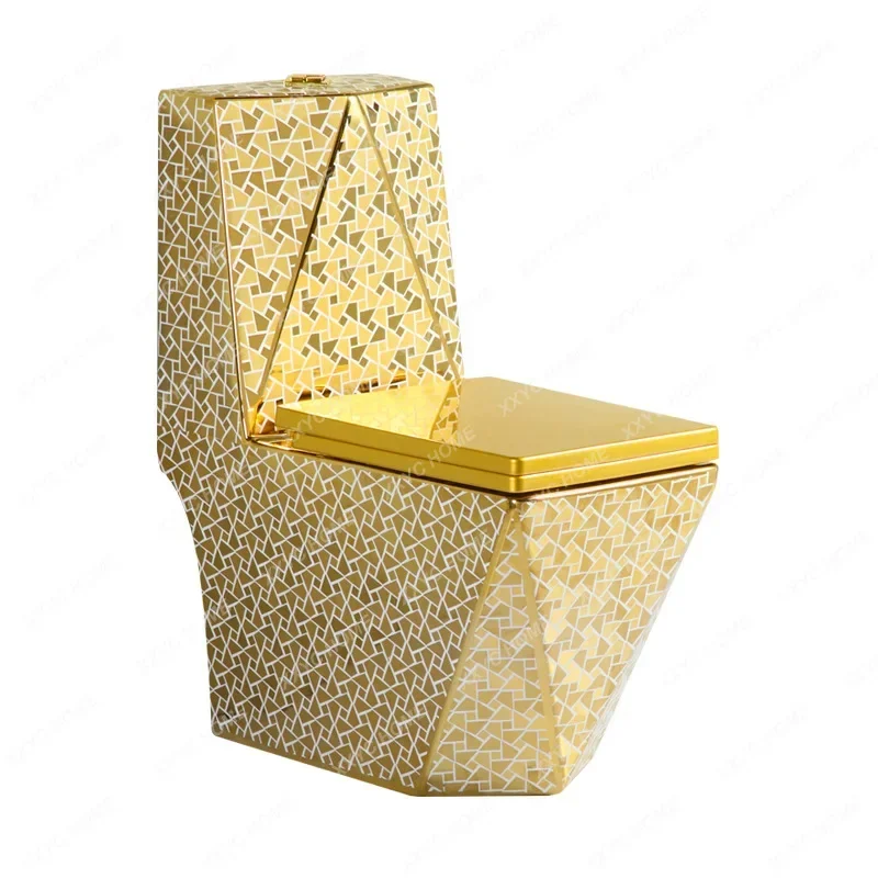 European Entry Lux Diamond Square Electroplating Color Luxury Gold Household Toilet Toilet Creative Modern