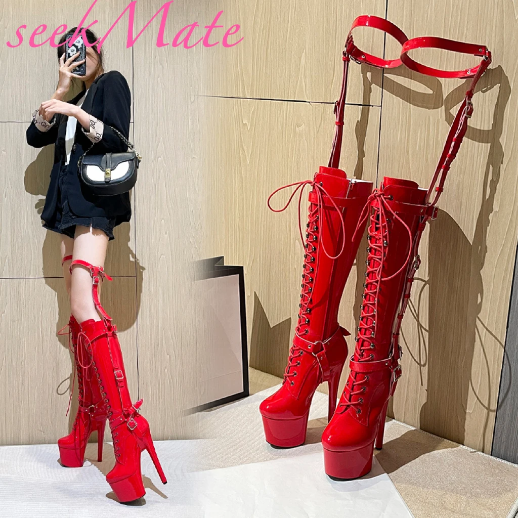 

seekMate Space and Private Customized 17CM Sexy Night Club Steel Tube Dance Shoes Fashion Boots Large Men's and Women's Boots