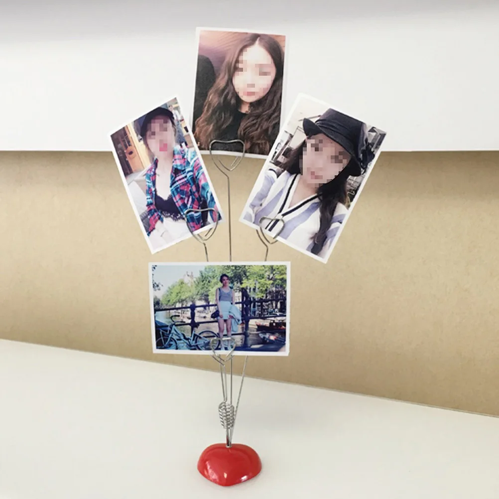 

2Pcs Heart-Shaped Photo Clips Red Resin Base Solid Wire Memo Holders Office Desk Note Clip Stand Decorative Card Holder