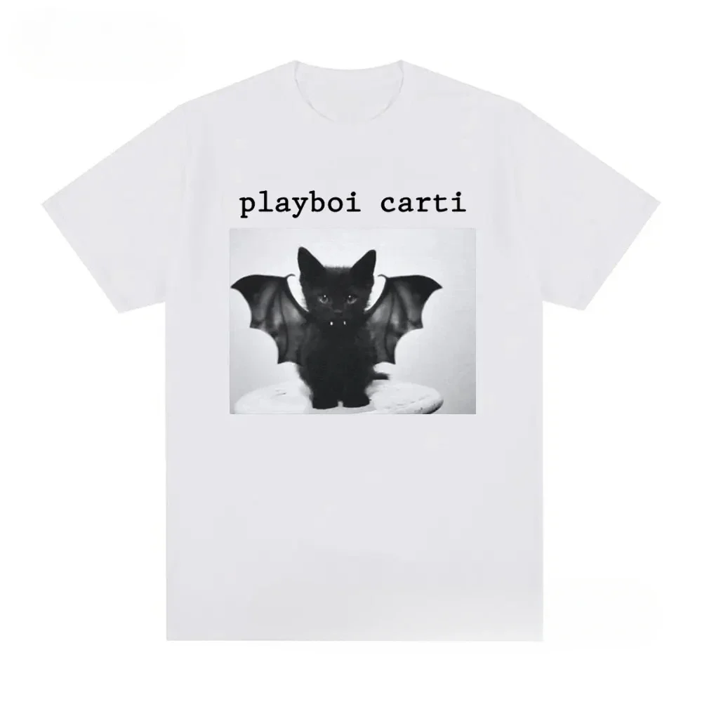 Rapper Playboi Carti cat print casual Harajuku Street wear trendy new fashion men and women universal short-sleeved T-shirt