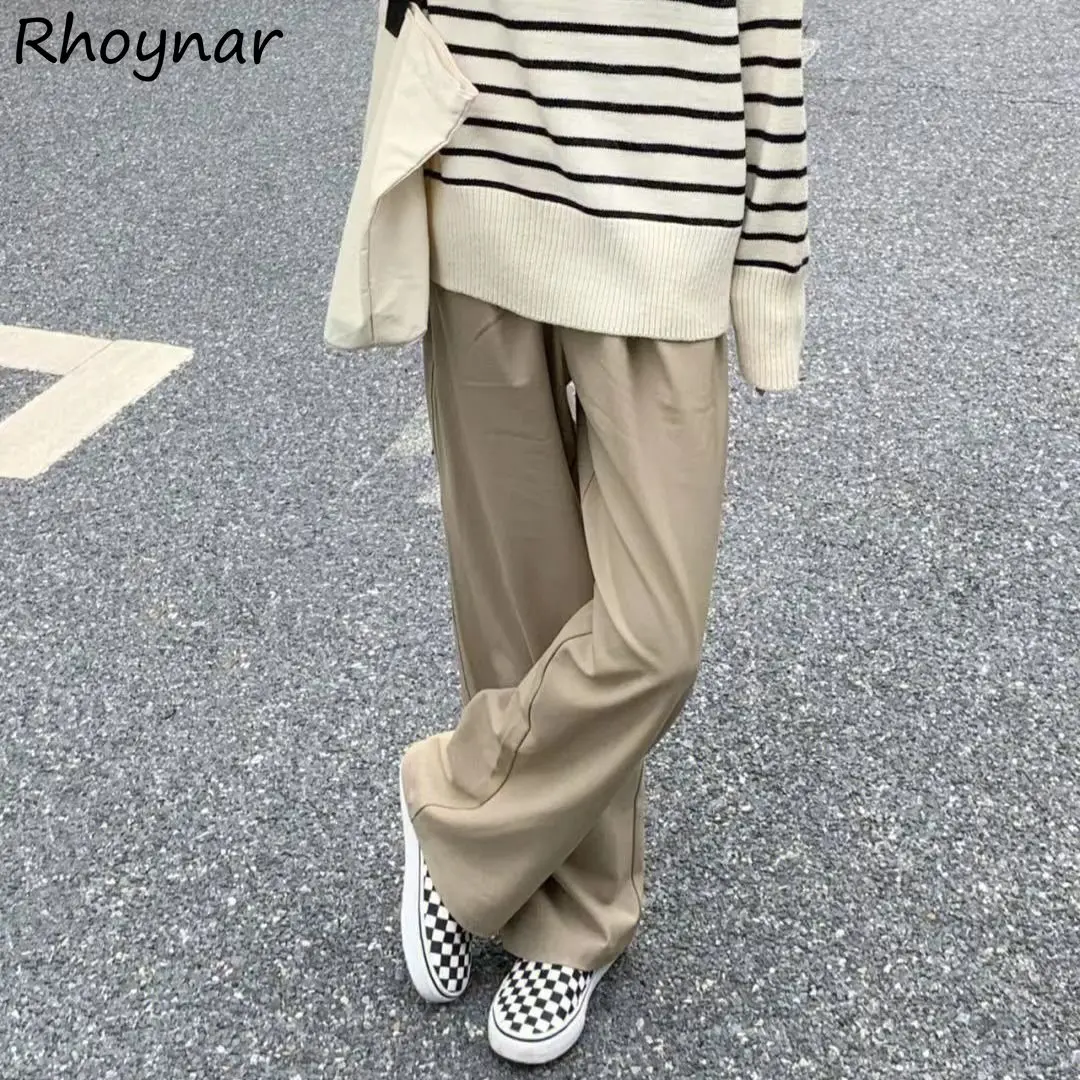 Khaki Pants Women Basic Vintage American Style Student New Spring All-match BF Streetwear Y2k Ulzzang Loose Full Length Trousers