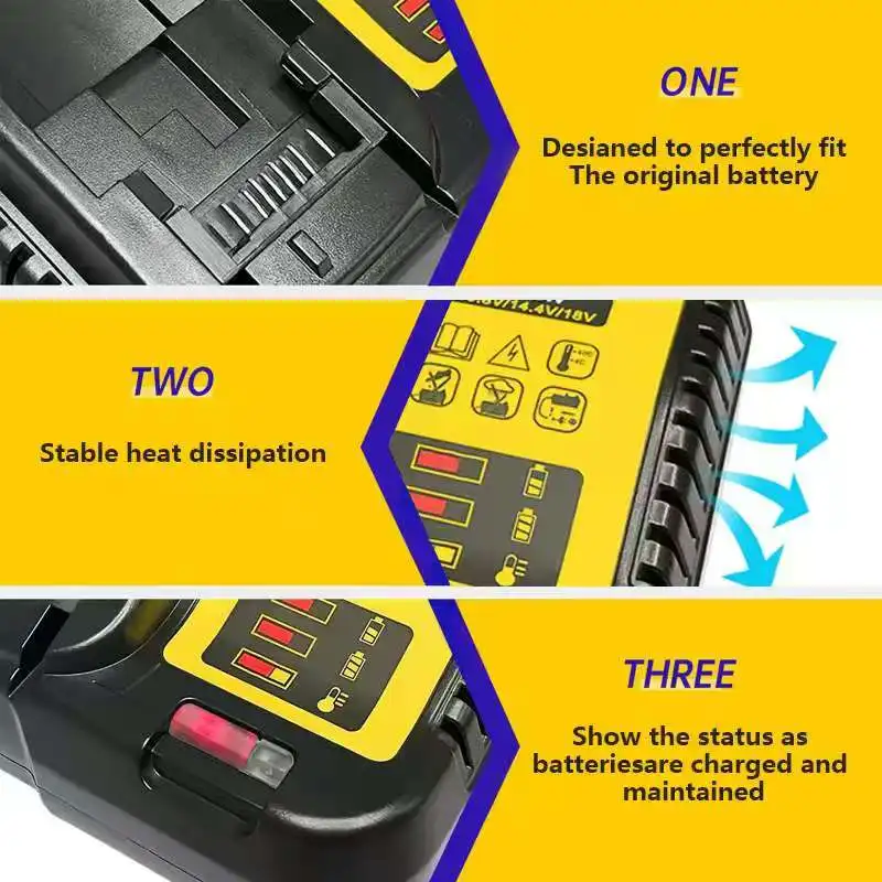 Electric Goddess 10.8V 14.4V 20V Dehydrated Lithium ion Battery Charger Indicator and Stable Cooling Port Cargadores Dewalt Tool