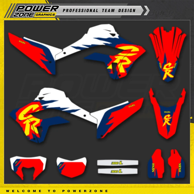 PowerZone Custom Team Graphics Backgrounds Number Name Decals Stickers Kit For HONDA CRF300L 2021 300cc Stickers customized  019