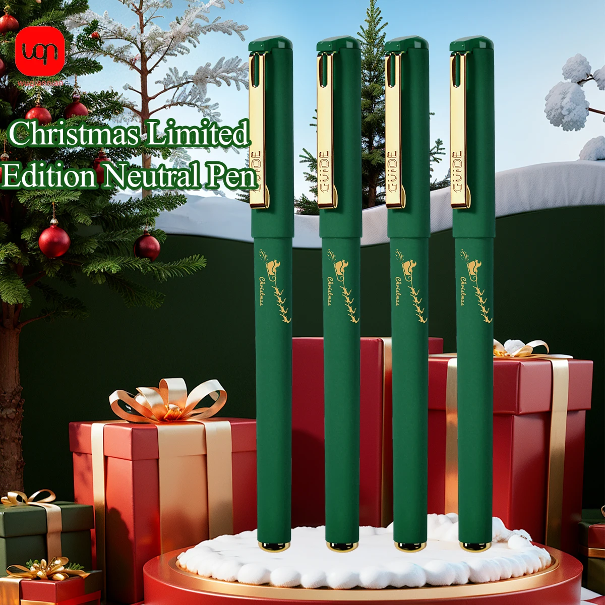 Green Christmas Gel Pen, Matte Style, 0.7mm Large Capacity Style Writing Smooth Art Drawing Pen for Study and Office Supplies