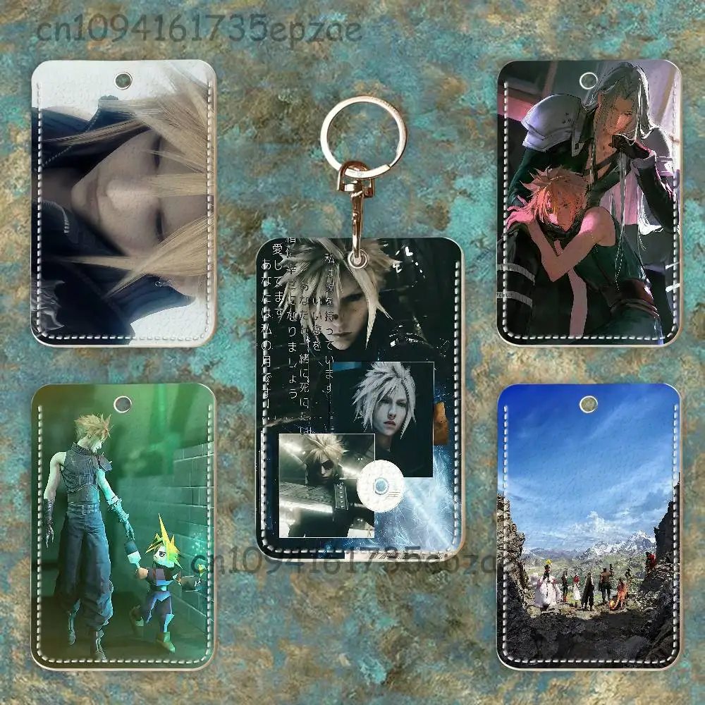 

F-Final F-Fantasy Custom Access Card Case Leather Card Holder Keychain Key Ring Transportation Card Case Gifts