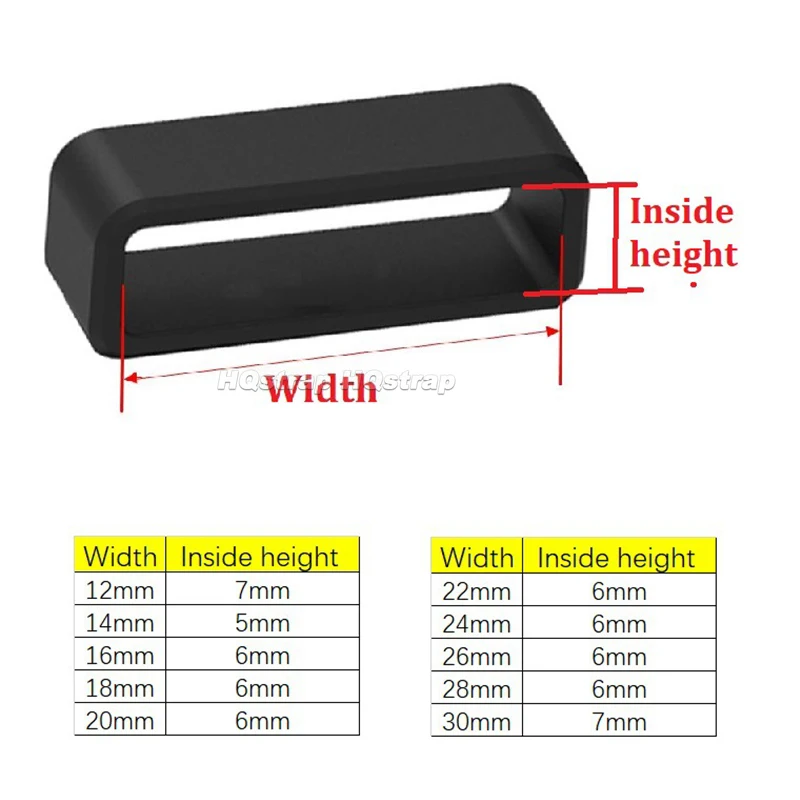 4Pcs 블랙 시계 밴드 10 12 14 16 18 19 20 21 22 24 26 28mm 스트랩 실리콘 루프 링 고무 홀더 로커 시계 액세서리
