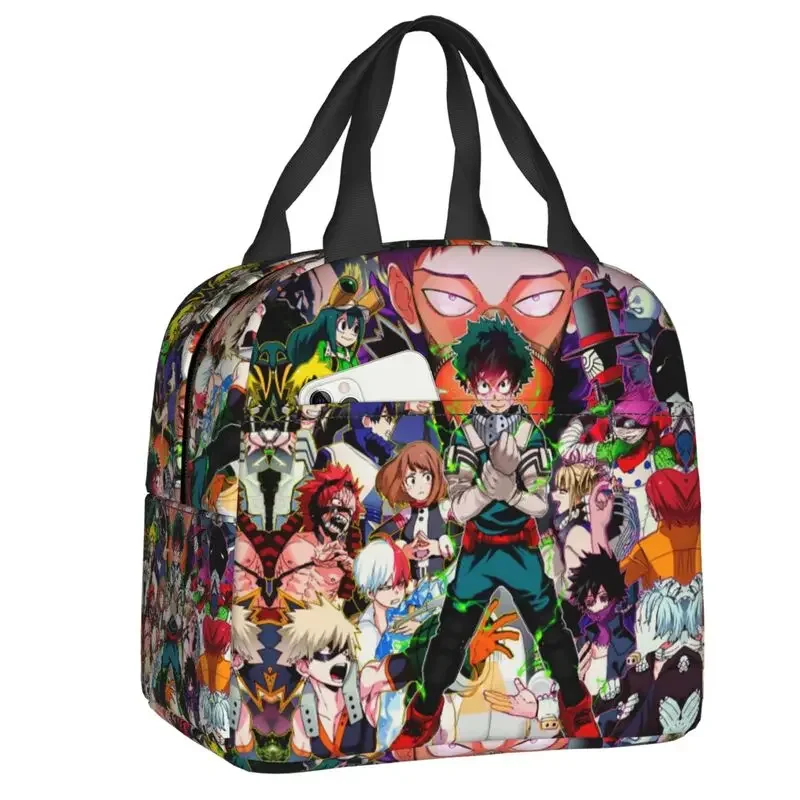 My Hero Academia Showdown Insulated Lunch Bag for Outdoor Picnic Cooler Thermal Bento Box Women Kids Food Container Tote Bags