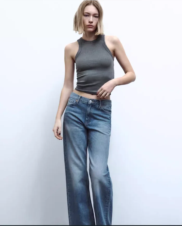 تي شيرت نسائي صيفي 2024 من Waed Ribbed Svel سترة تنحيف عصرية للفتيات Faion Basic Round Ne قطعة واحدة عادية...