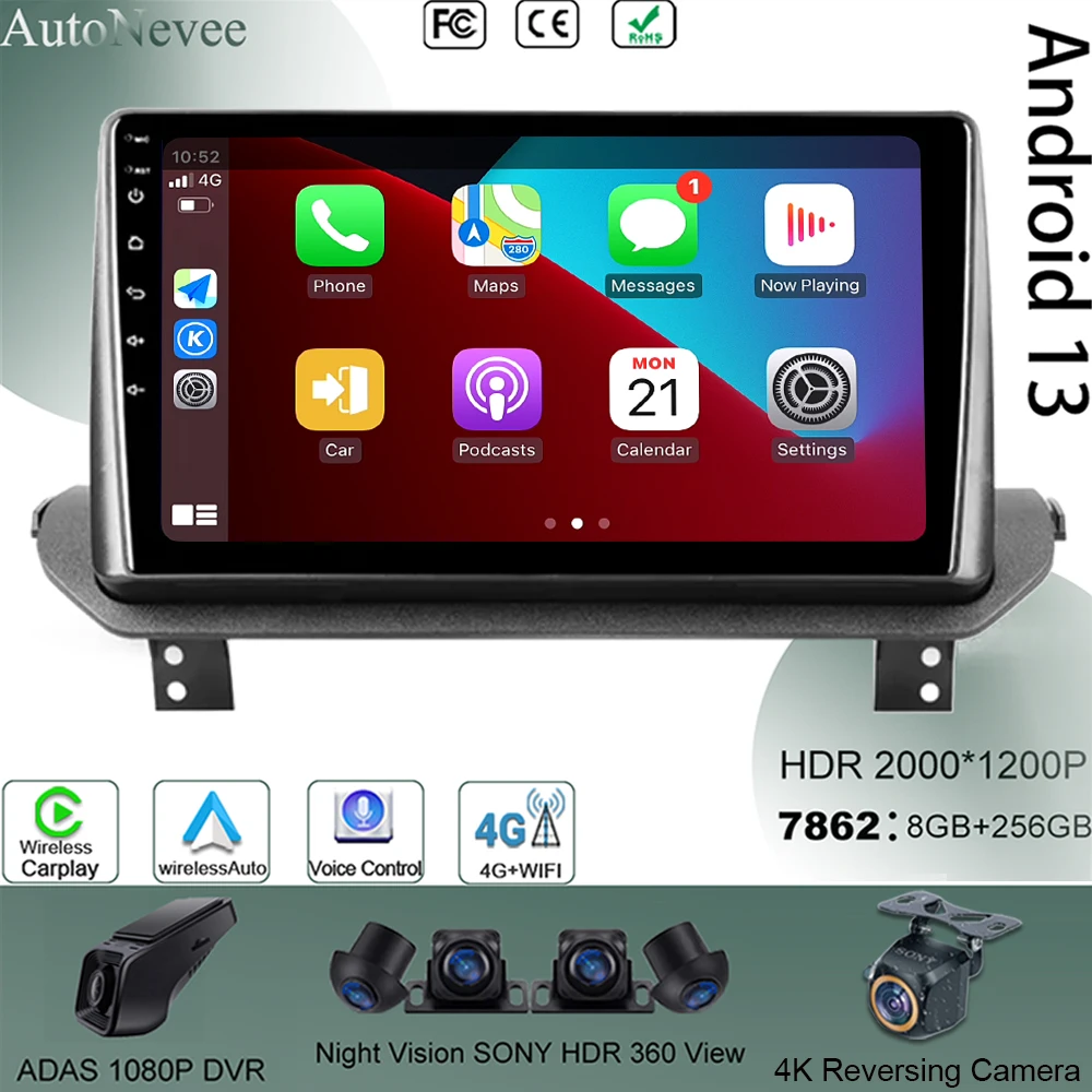 

Android 13 For Mitsubishi Outlander GN0W 2021 - 2023 Car Radio Multimedia Player Navigation Stereo GPS 4G WIFI Carplay QLED DSP