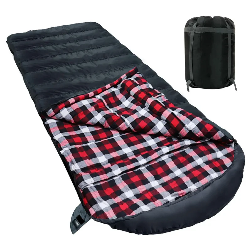 Amazon Hot Outdoor Thickened Adult Flannel Waterproof Warm Sleeping Bag Convenient Storage Customizable Sleeping Bag