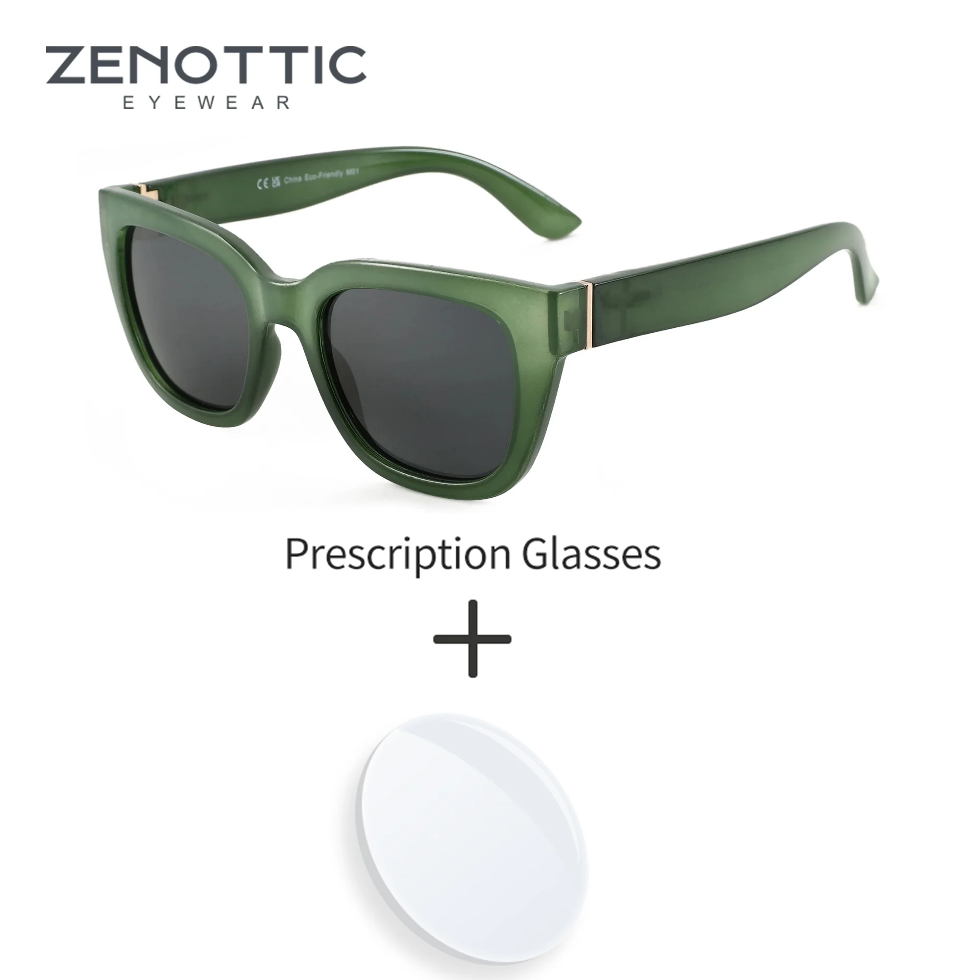 

ZENOTTIC Fashion Square Sunglasses Prescription Ready Butterfly Design Polarized Lenses For Women Elegant