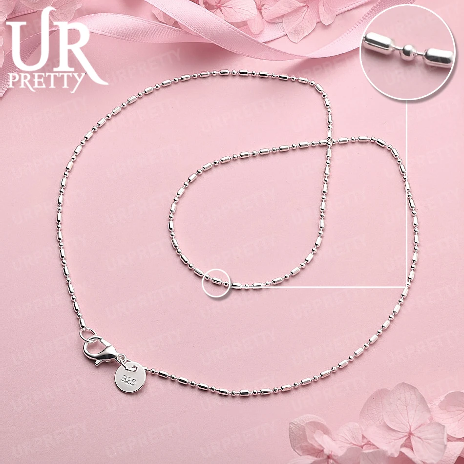 

925 Sterling Silver 18-30 Inch Bamboo Chain Engagement Necklace Women Men Party Birthday Gift Wedding Fashion Jewelry