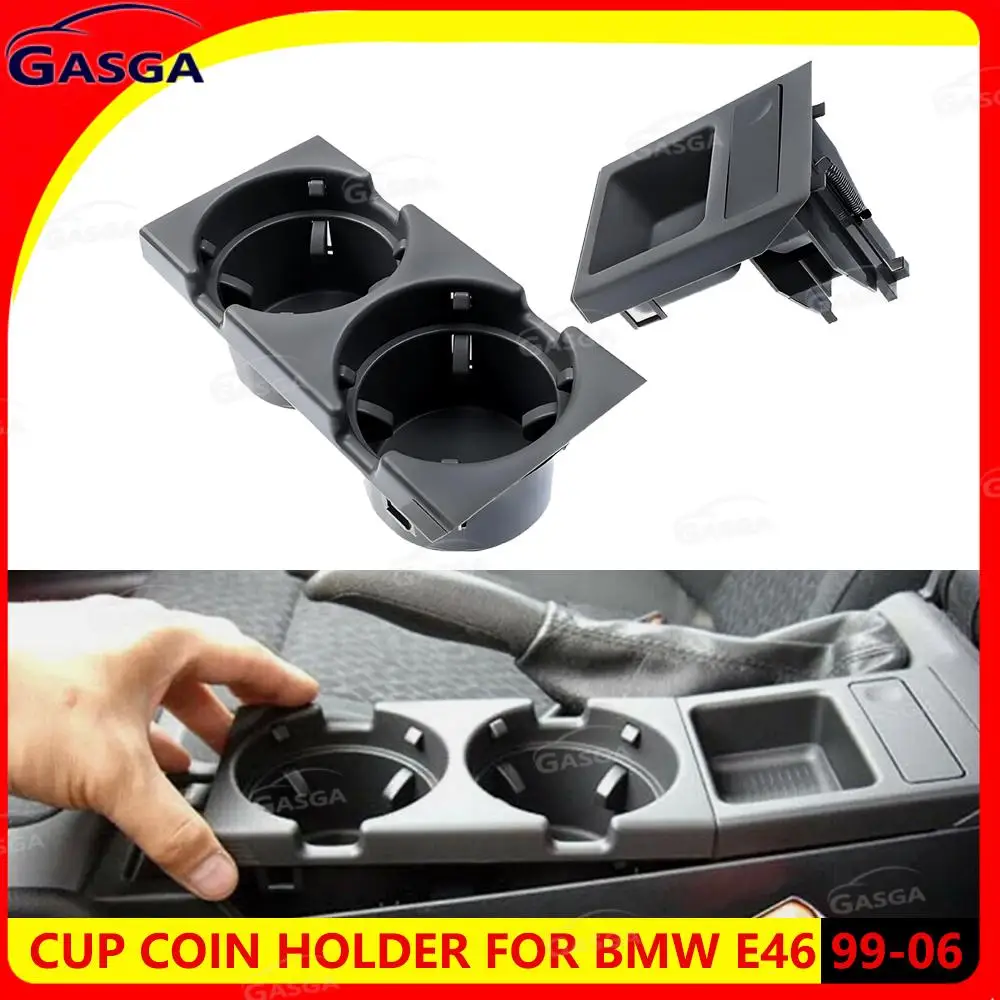 

Fit For BMW E46 1999-2006 Car New Double Hole Car Styling Front Center Console Storage Box Coin + Cup Holder