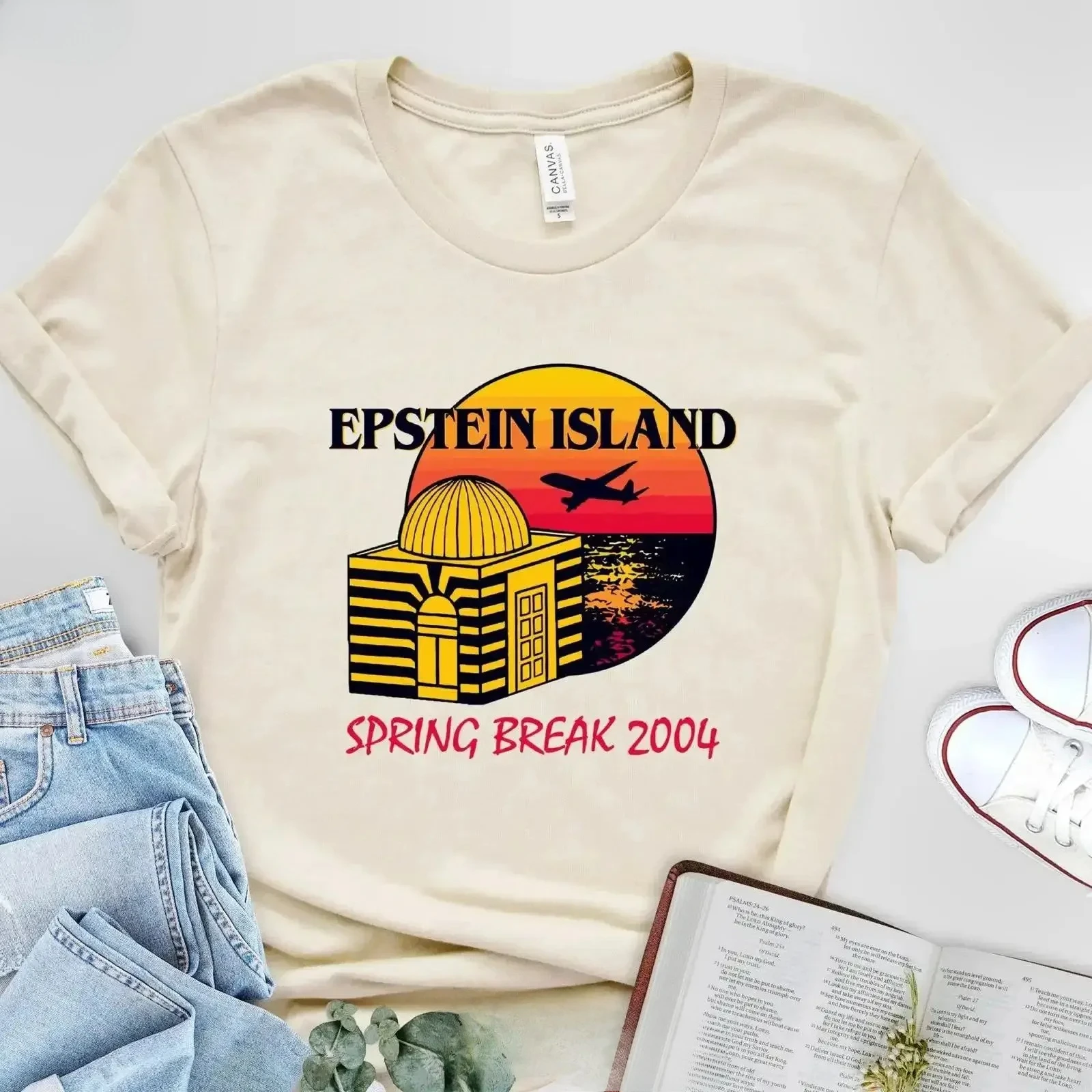 Camiseta Epstein Island Spring Break 2004, camiseta vintage lavada, unisex, cómoda, informal, con gráfico, suave, para uso diario