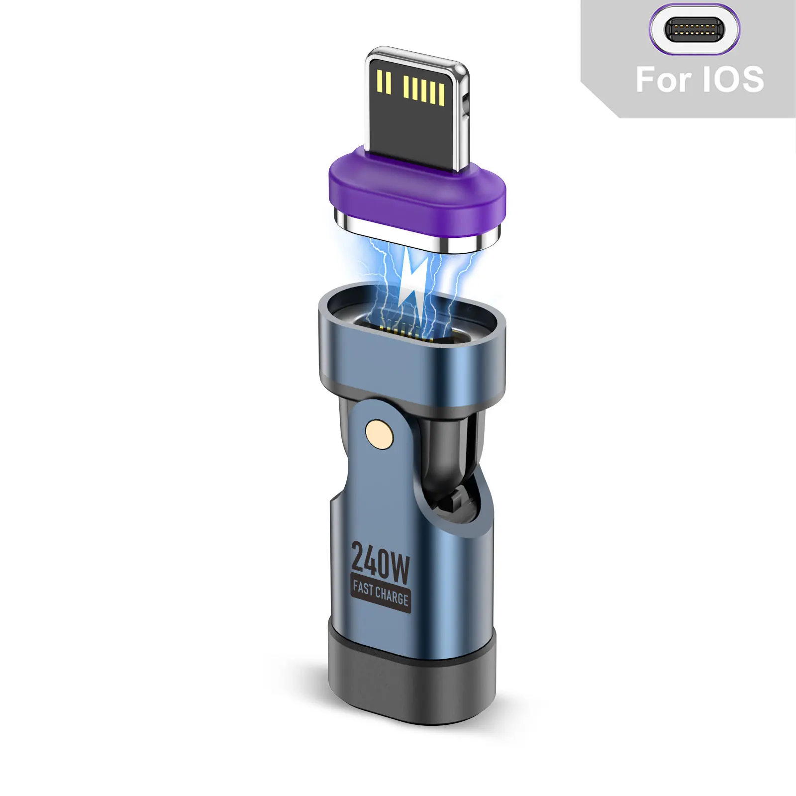 USLION 240 W Typ-C-Adapter, USB-C auf Typ-C-Schnellladekabel, magnetischer USB-C-Buchse-Konverter für MacBook, iPhone 16 15 Xiaomi