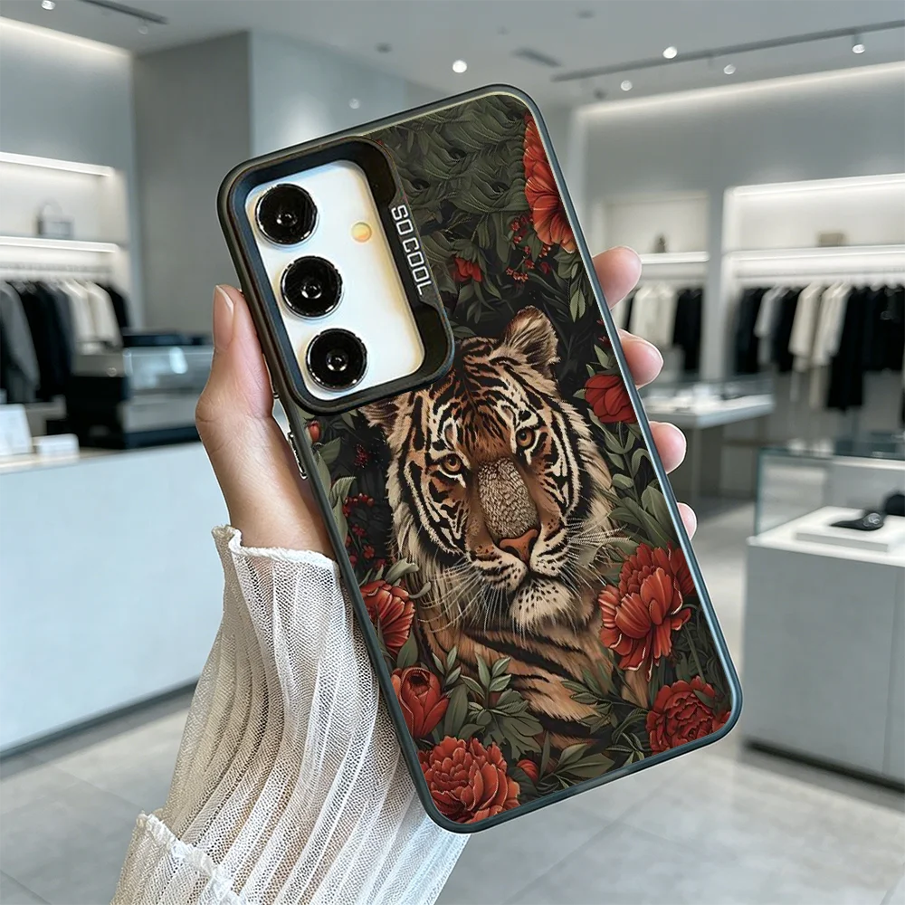 Tiger Surrounded By Red Peonies Fashion Slim Shockproof Phone Case For Samsung Galaxy S26 S25 Ultra Daily Protective Back Cover