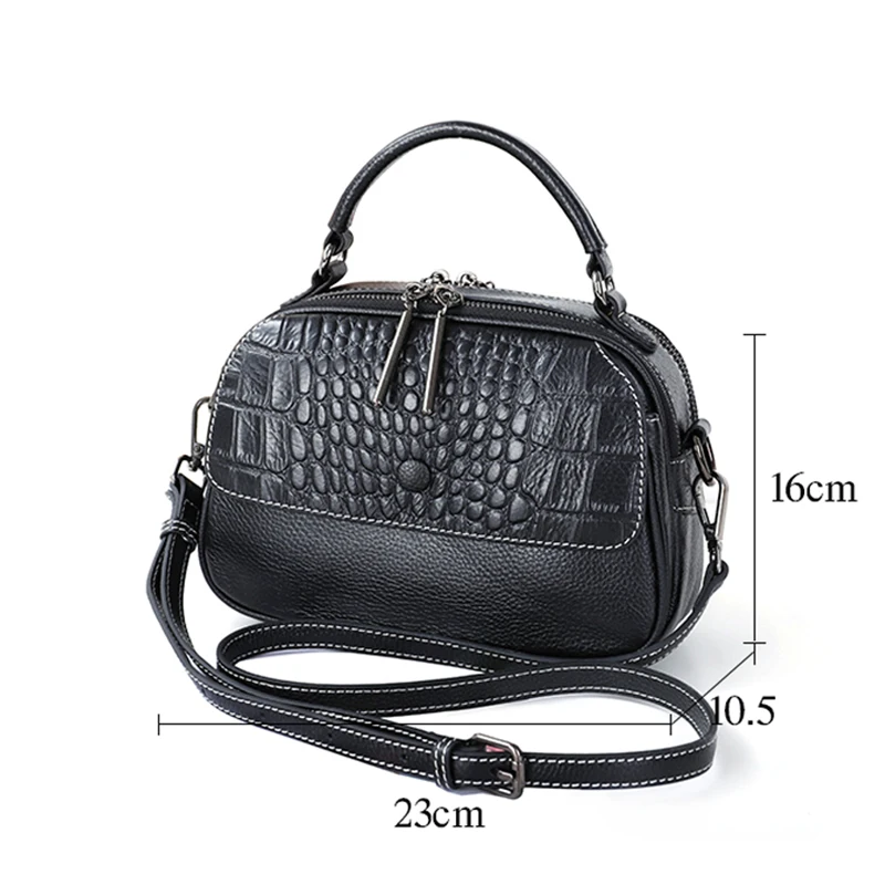 Genuine Leather Women's Bags 2023 New Cowhide Pack Crocodile Pattern Handbag Fashion Versatile Single Shoulder Crossbody Bag