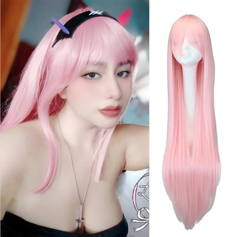 Cosplay Wig 80cm Long Straight Multicolored Heat Resistant Synthetic Hair for Anime Cos Halloween Party