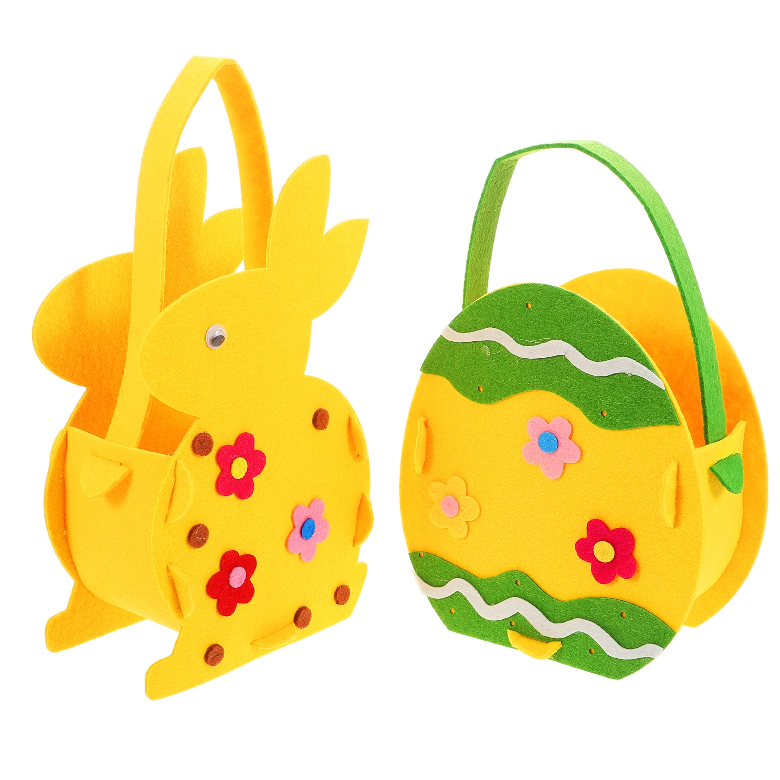 

2Pcs Easter Bunny Felt Baskets Soft Reusable Rabbit Tote Bags Easter Egg Candy Storage Party Treat Bags Felt Bunny Basket