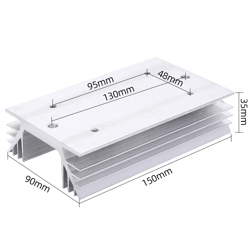 Aluminum Heatsink Black for Rectangle Single Phase Solid State Relay SSR 150 x 90 x 35mm