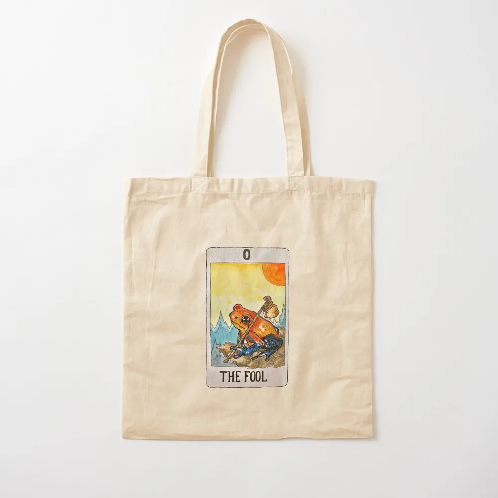 The Fool Frog Tarot (ملون) حمل حقيبة أكياس التسوق حقائب اليد قماش stote حقيبة تسوق نسائية