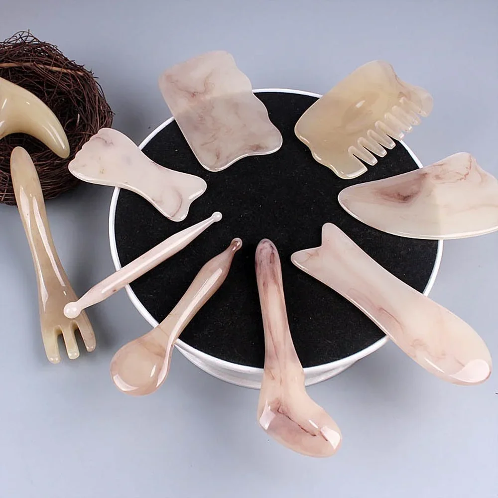 Resin Guasha Scraping Massage Scraper Massager For Face Acupuncture Body Board Acupoint Face Eye Care SPA Gua Sha Massage Tool