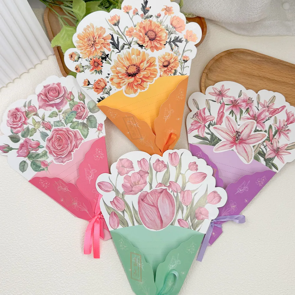 

1pcs Creative Carnation Thanks Flowers Postcard Exquisite Beautiful Greeting Card Floral Birthday Cards Teacher Day Gifts 초대장