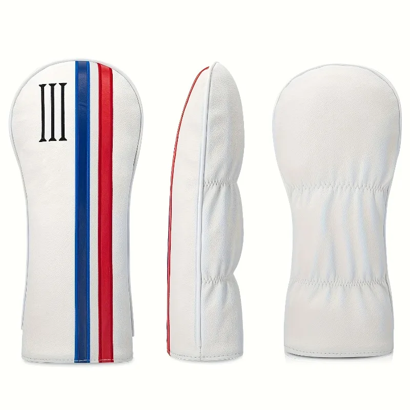 قطعة واحدة من غطاء رأس نادي الجولف، نسخة مخططة حمراء - مادة صناعية متينة، ملحقات نادي الجولف، حماية للرأس