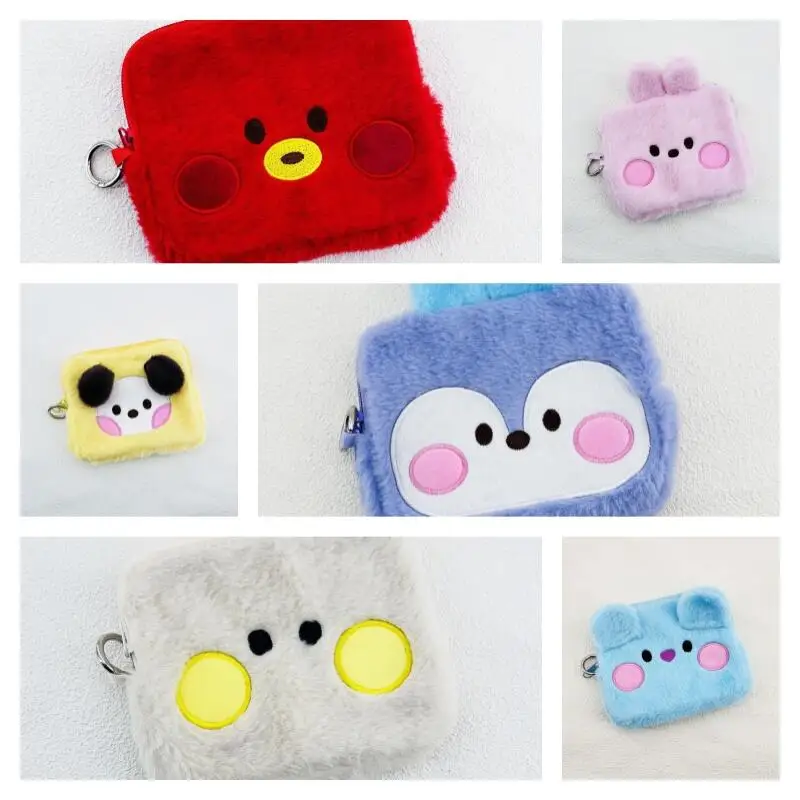 Anime Cartoon BT21 Plush Storage Bag COOKY CHIMMY Creative New Style Women's Portable Makeup Bag Handbag Student Pen Bag Gifts