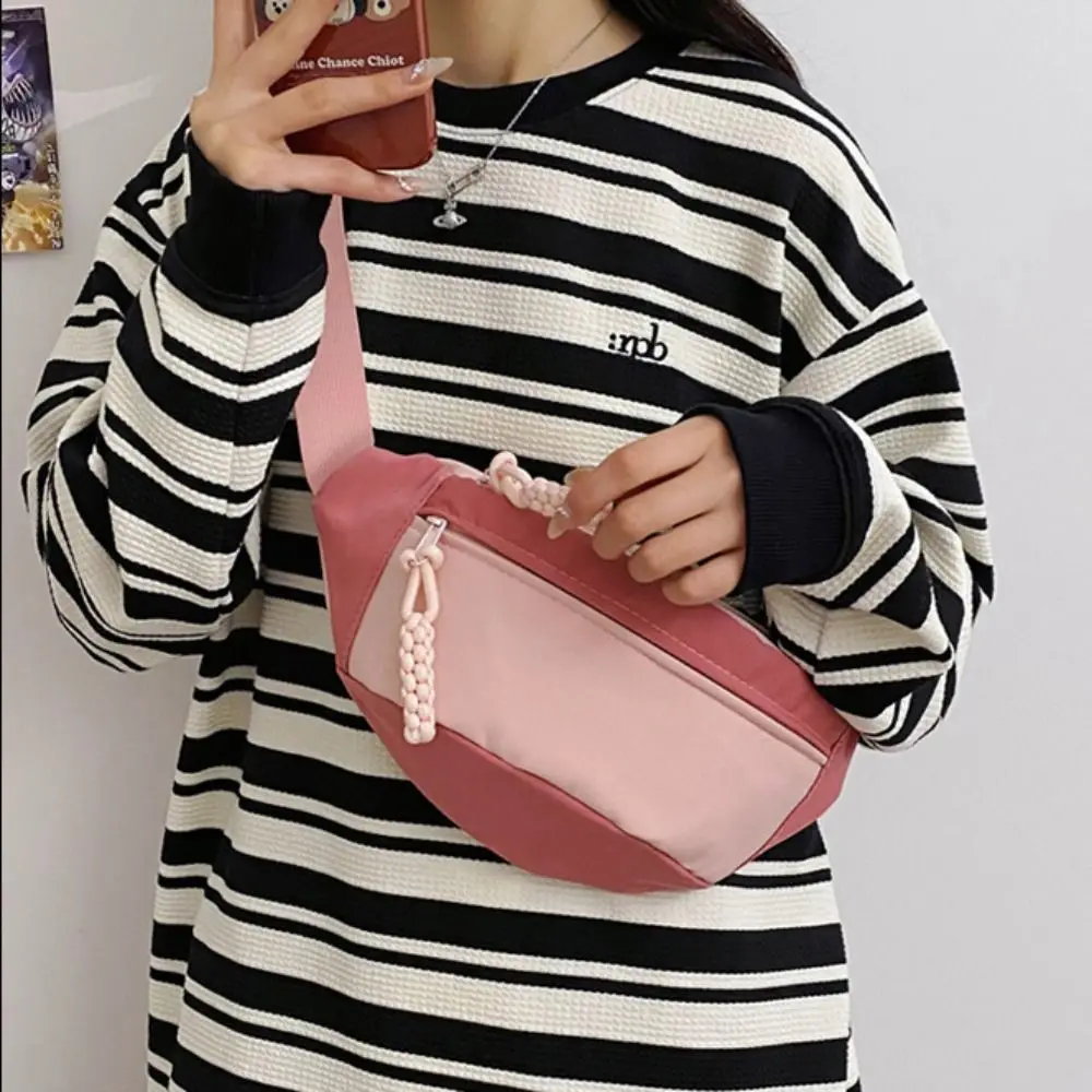 Banana Bag Contrast Color Chest Bag Fanny Packs Half Moon Bag Crossbody Waist Pack Large Capcity Korean Style Running Waist Bag